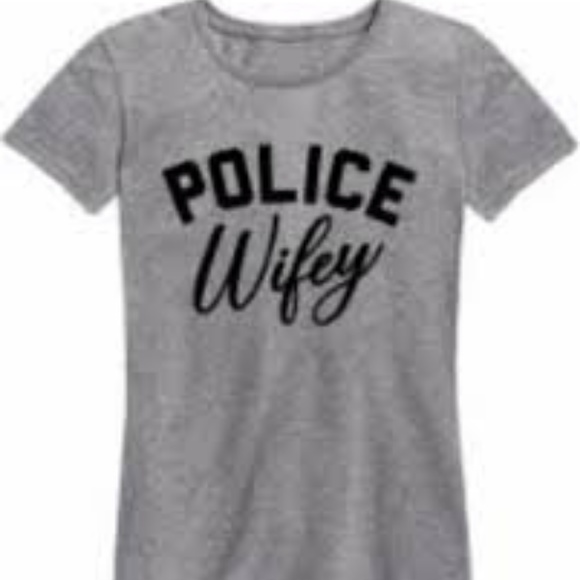 Instant Message Tops - Instant Message woman's "Police Wifey" gray Large